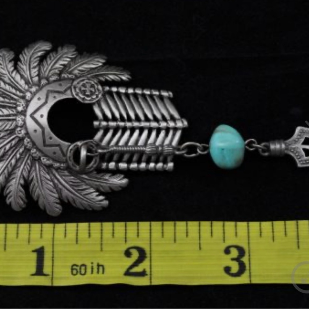 RARE VINTAGE JJ© JONETTE PEWTER NATIVE AMERICAN INDIAN HEADDRESS BROOCH PIN - Picture 6 of 6